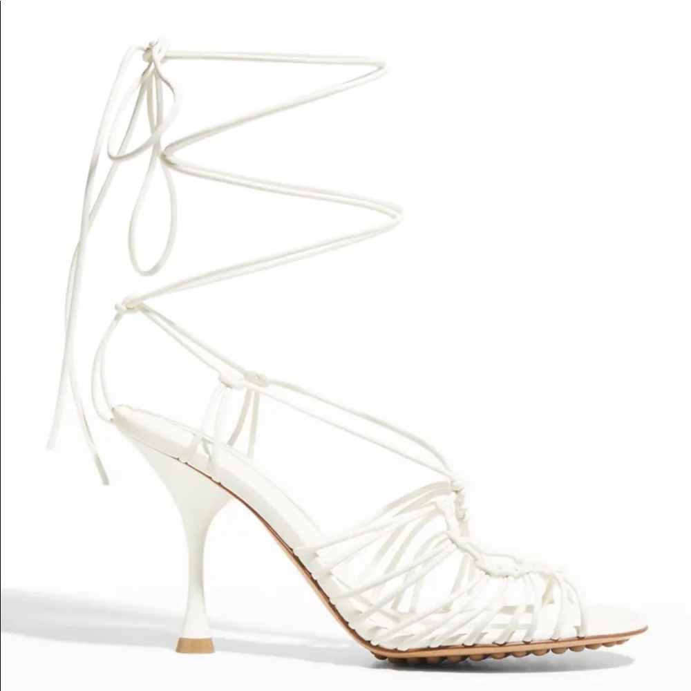 BOTTEGA VENETA Dot Leather Ankle-Wrap Sandals